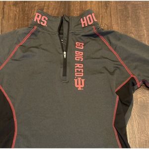 Indiana Hoosiers Womens Large Red Gray 1/4 Zip Running Pullover Top Proedge